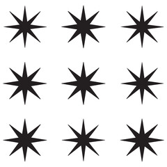 Star vector icons. Set of star symbols Silhouette Vector Black. with white background