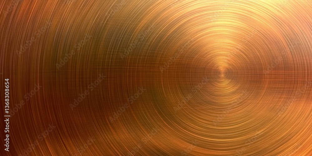 Poster a gold colored circle with a shiny surface. the circle is surrounded by a dark brown background. the