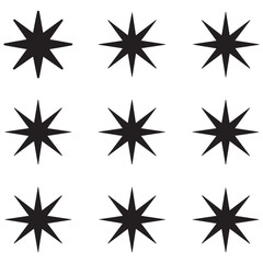 Star vector icons. Set of star symbols Silhouette Vector Black. with white background