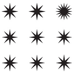 Obraz premium Star vector icons. Set of star symbols Silhouette Vector Black. with white background