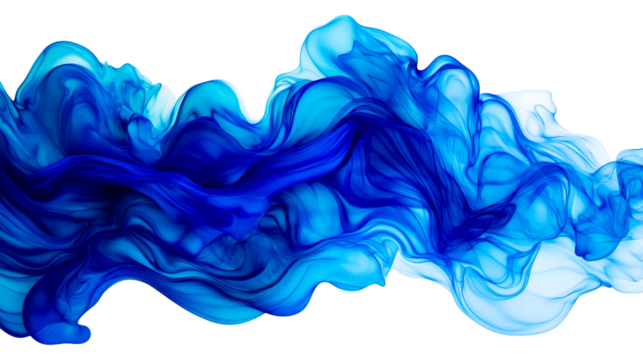 Blue abstract swirls with smooth transitions, cut out transparent