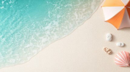 Beach relaxation scene tropical coast aerial view calm waters summer vibes serenity