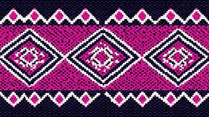 Thai textile design featuring checkerboard and zigzag patterns, tribal influences, ample copy-space, simple vector style, and elegant line art elements