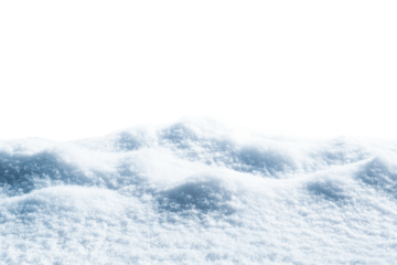 Pile of fresh snow with cold light, surface details, cut out transparent