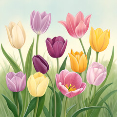 Fototapeta premium tulips on white background