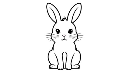 cute sitting rabbit, cute bunny vector outline shape illustration