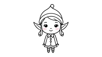 Cute Cartoon Elf Illustration With Sweet Features and Adorable Outfit, Illustration of a cute cartoon elf with a charming outfit simple vector silhouette