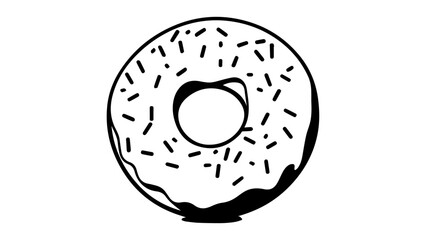 Illustration of a Doughnut with Sprinkles in a Clean Black and White Style