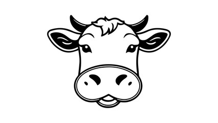 very simple outline shape illustration of a cow face head