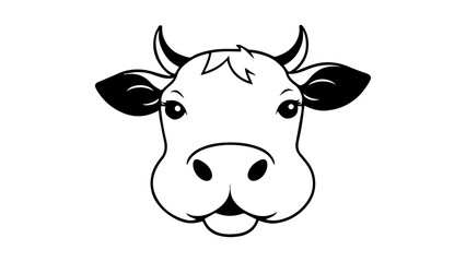 simple cow outline vector shape illustration