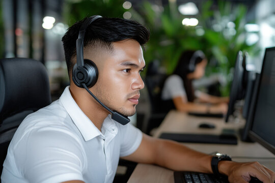 Manager, A call center manager in the Philippines supervising staff. - Powered by Adobe