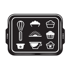 Black Color Baking Sheet Silhouette Vector Illustration, Solid White Background