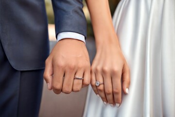 Obraz premium The graceful hands of a wedding couple, symbolizing love and unity. (Marriage)