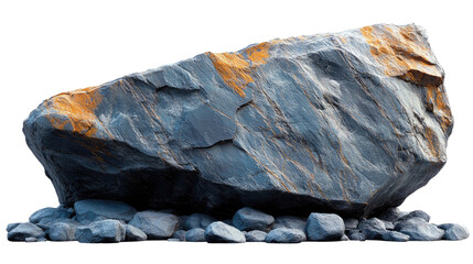 Rock Formation: A striking geological formation, a monumental rock with textured surfaces and hints of color resting. The image captures the raw essence of earth's history.