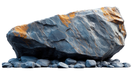 Rock Formation: A striking geological formation, a monumental rock with textured surfaces and hints of color resting. The image captures the raw essence of earth's history.