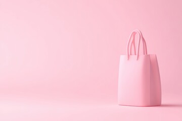 Pink shopping bag on a pastel background