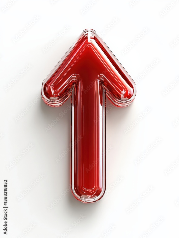 Poster dynamic red arrow signifying growth and direction abstract image digital art minimalistic style floa