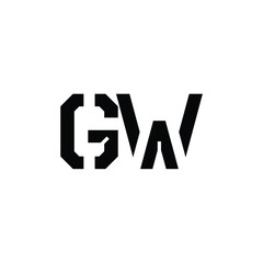 GW monogram logo design letter text name symbol monochrome logotype alphabet character simple logo