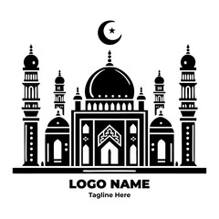 Beautiful mosque vector illustration with elegant Islamic architecture detailed domes and minarets perfect for Ramadan Eid religious designs Islamic culture graphics and high-quality digital vector ar