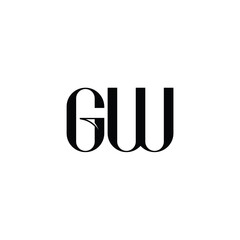 GW monogram logo design letter text name symbol monochrome logotype alphabet character simple logo