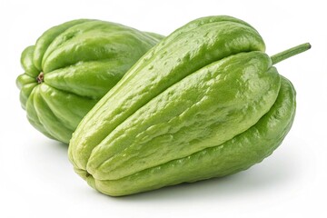 Fresh chayote vegetable or mexican cucumber isolated on transparent background