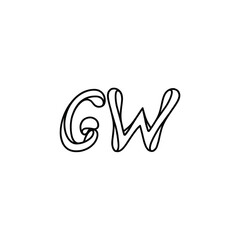GW monogram logo design letter text name symbol monochrome logotype alphabet character simple logo