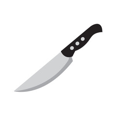 Vector Illustration of a Sharp Kitchen Chef’s Knife with Black Handle for Cooking and Culinary Design Projects
