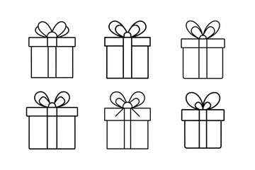 gift box line icon vector art silhouette