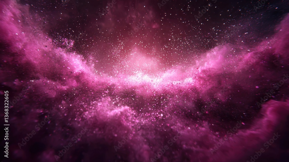 Poster stunning cosmic abstract in pink and purple hues representing ai adaptability and language models in