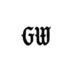 GW monogram logo design letter text name symbol monochrome logotype alphabet character simple logo