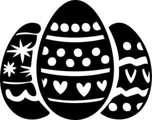 Black and White Easter Silhouette Illustration – Bunny, Eggs, and Birds