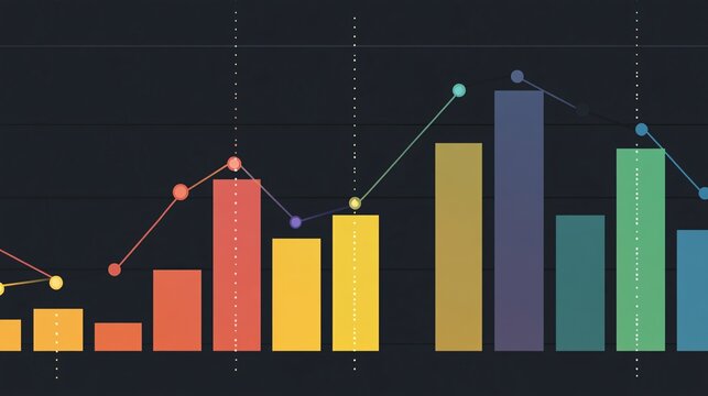 Colorful bar graph showing growth and decline over time