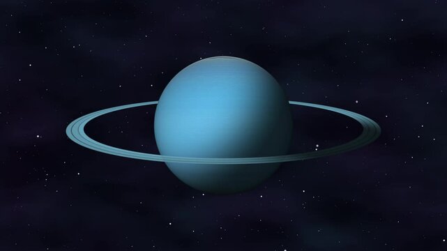 Uranus - Rotating 3D Planet On Space Background Loop
