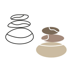 Zen stones vector. Meditation rock stack. Smooth balance symbol. Earthy neutral colors.