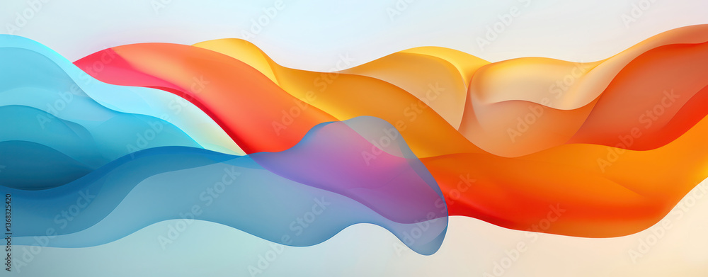 Poster abstract white backgrounds effect colorful orange blue red purple violet waves curved shapes represe