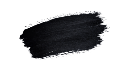 Dark grey paint stroke with rough texture, on black, cut out transparent