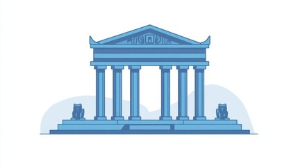 Obraz premium An Illustration Depicting a Classical Structure with Columns and Sculptures