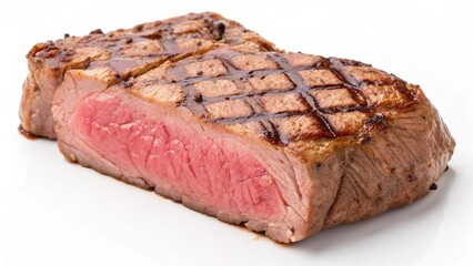 Grilled beef steak isolated on white background
