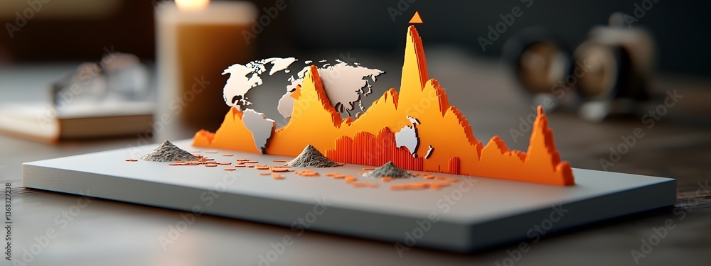 Poster 3d rendered infographic depicting the frequency and distribution of earthquakes around the world usi