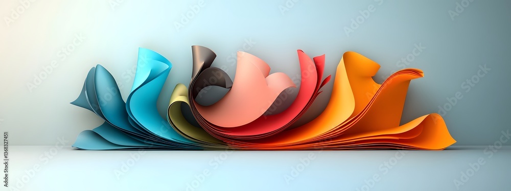 Poster a 3d rendered abstract composition depicting the frequency response of a material across the visible