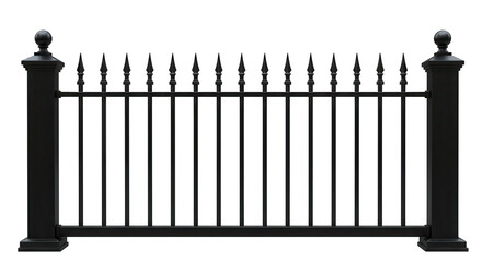 Isolated Black Metal Fence