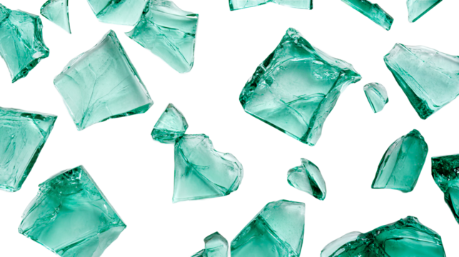 Crystal-like gems floating on black, creating an artistic pattern , cut out transparent