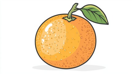 Fresh and Juicy Orange with Leaf on White Background