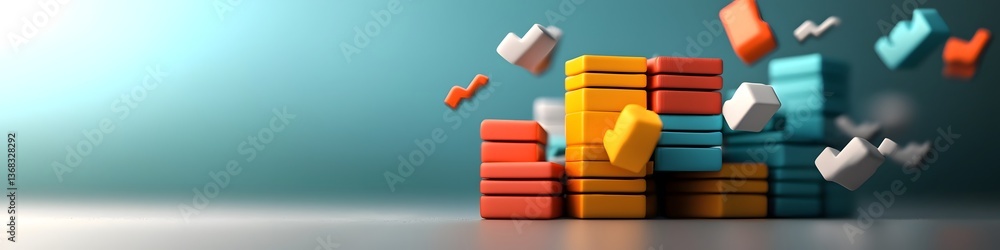 Poster a 3d rendered visualization depicting the frequency distribution of financial transactions within a 