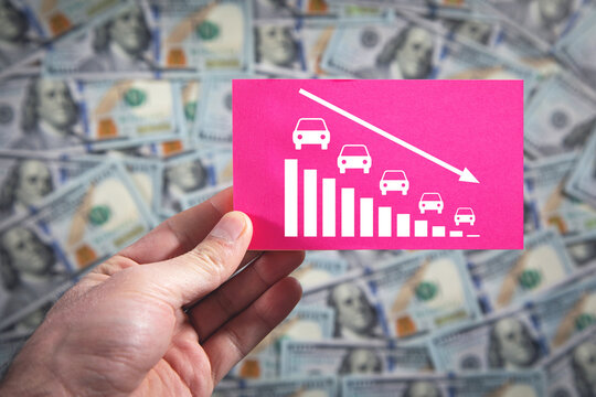 Cars with a decline graph. Car price recession