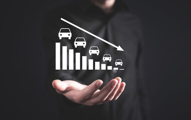 Cars with a decline graph. Car price recession