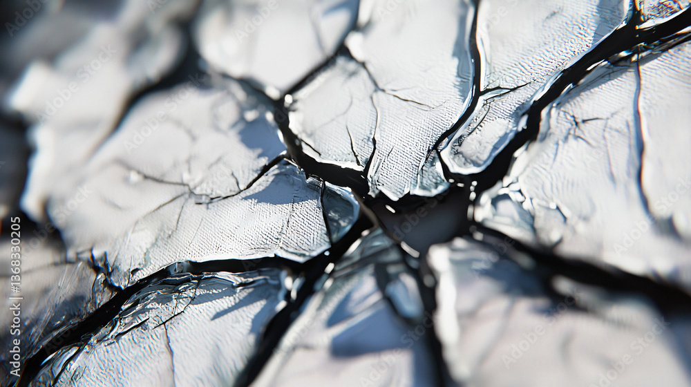 Poster cracked surface displaying the effects of time and natural elements with a realistic representation 