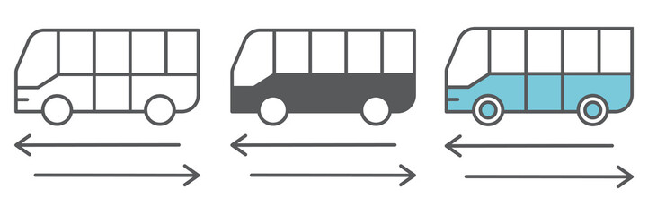 Shuttle bus icon collection, travel and airport, bus vector icon set, vector graphics, editable stroke outline sign, eps 10