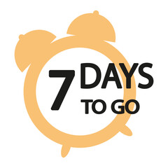 Alarm clock icon. Number nine focus. Bold 9 days to go. Yellow vector style.
