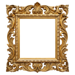 Ornate golden picture frame in baroque style with intricate design